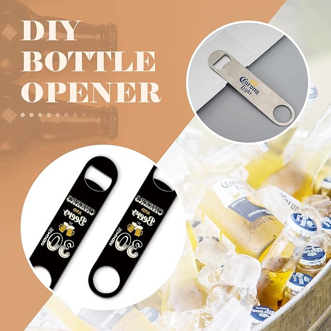 24 Pack Flat Beer Bottle Opener 5 inch Heavy Duty Stainless Steel Flat Bottle Opener Metal Beer Bottle Openers Black Beer Openers for Bartender Kitchen Bar or Restaurant (Black, 5 inch)
