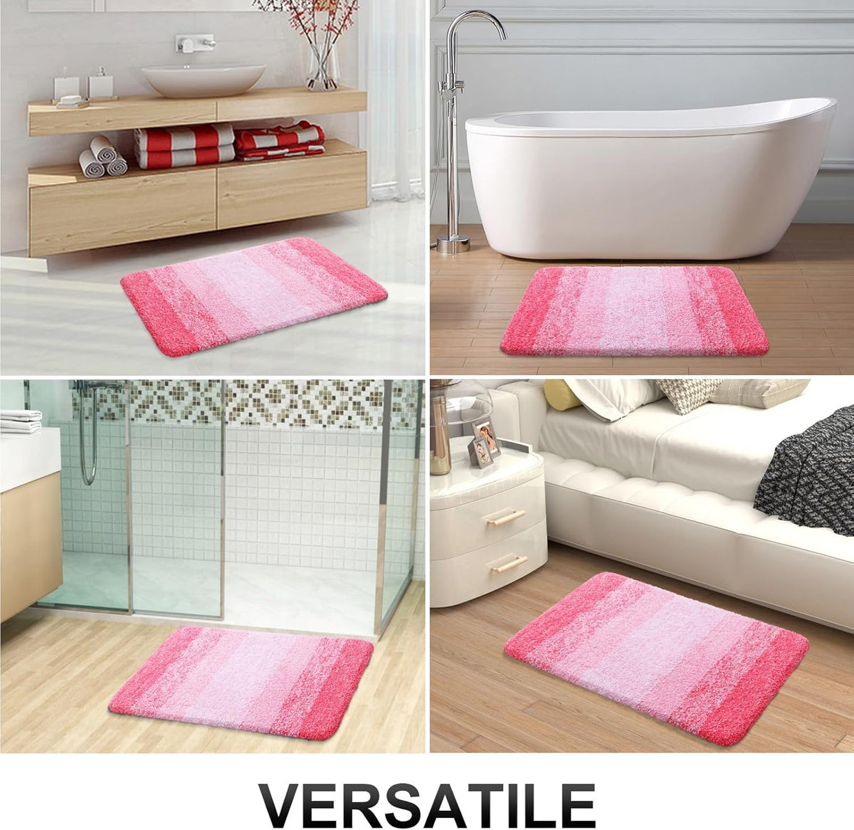 OLANLY Bathroom Runner Rugs 70x24, Extra Soft Absorbent Microfiber Bath Rugs, Rubber Backing, Quick Dry, Machine Washable Bath Mats for Bathroom Floor, Tub and Shower, Home Decor Accessories, Pink