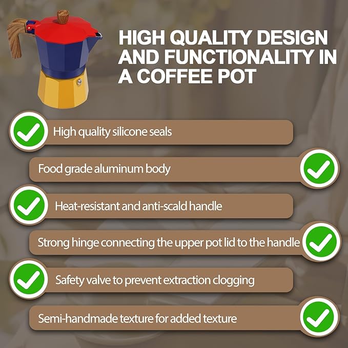 Aluminum 12 Cup 600ml Moka Pot Express Coffee Maker Stovetop Espresso Colorful Coffeemaker Italian Classic Style Brewing Greca Cafe Mocha Machine for Cafeteras Lover Camping Travel and Home Use 20oz