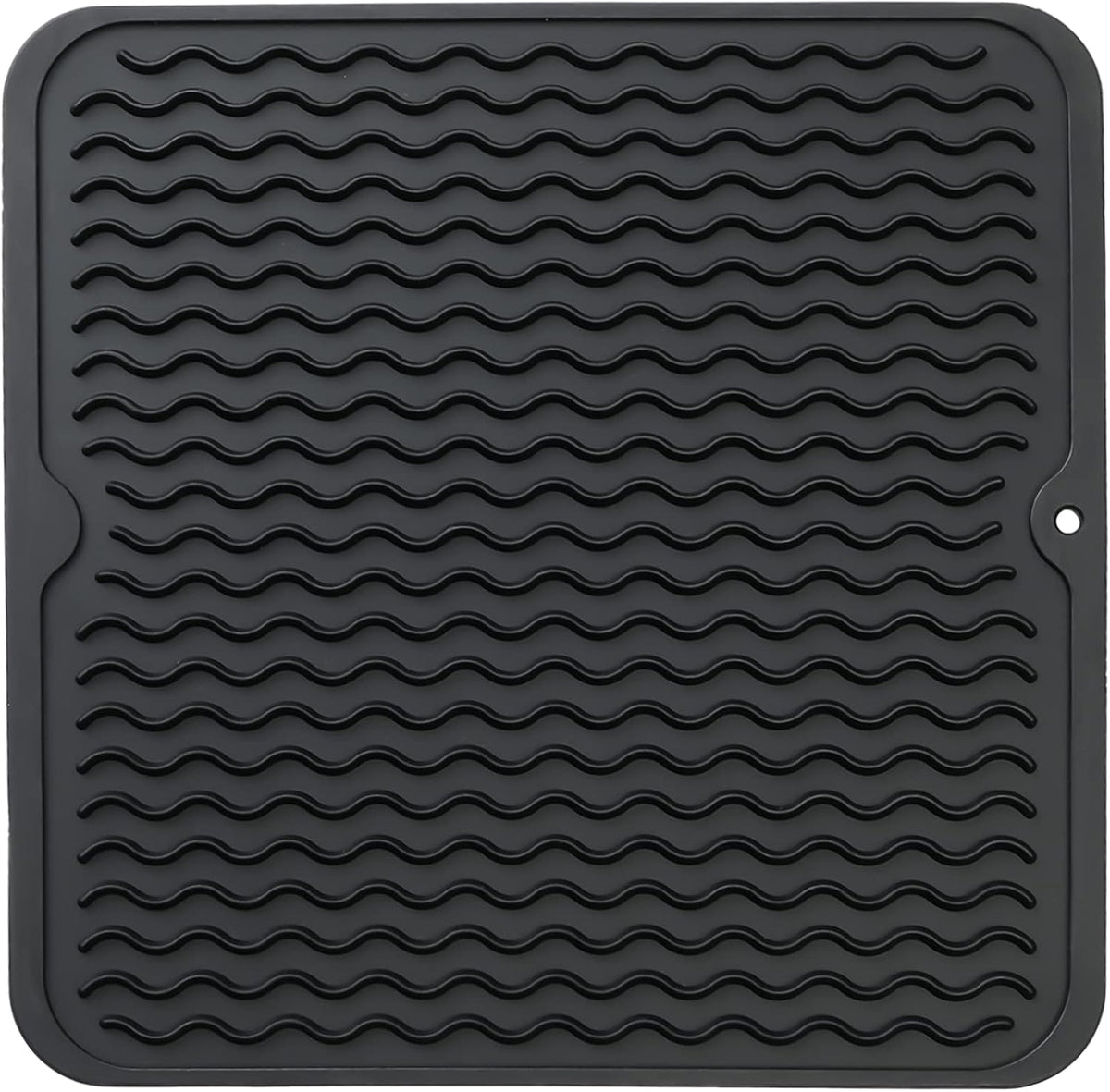 Silicone Dish Drying Mat for Multiple Usage,Easy clean,Eco-friendly,Heat-resistant Silicone Mat for Kitchen Counter or Sink,Refrigerator or Drawer liner Black M 12 inches x 12 inches