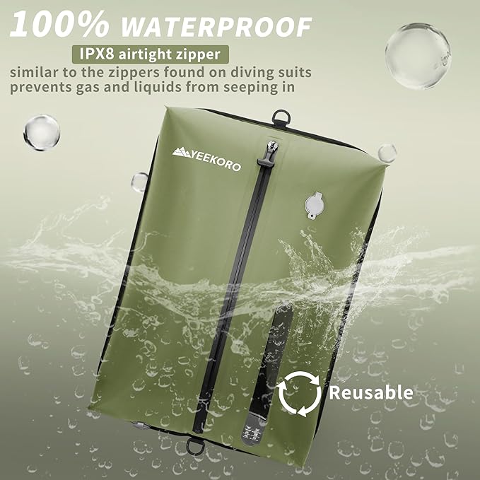 Vacuum Bag for Travel, Professional IPX8 Waterproof Reusable Vacuum Compression Bags for Travel Suitcases, Durable Space Saver Bag(2 Large,No Pump)