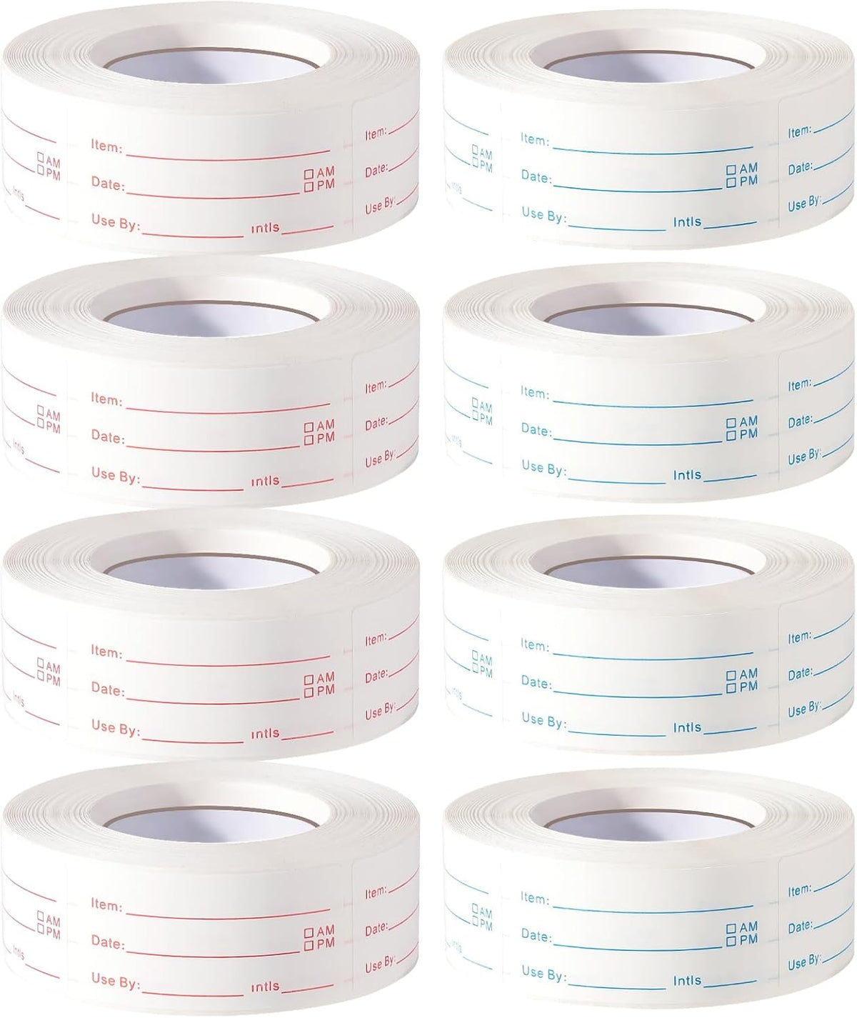 8 Rolls 4000 Pieces Removable Food Labels, 1 x 2 Inch Date Stickers for Freezer, Refrigerator Food Containers - Easy to Write On