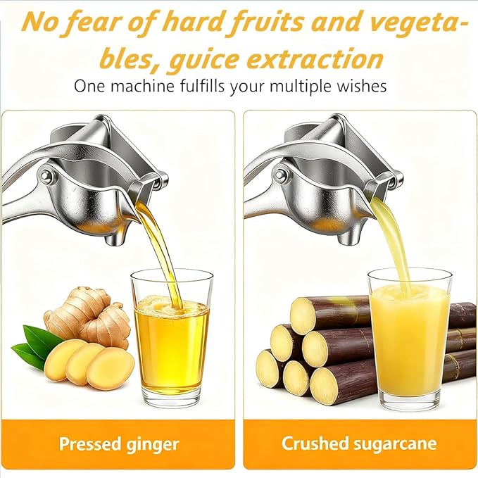 Hand Juicer Squeezer, Aluminum Alloy Fresh Fruit Juice Extractor, Fruit Juice Handheld Press Squeezer with Seed Filter, Heavy Duty Manual Hand Press Juicer for Orange Pomegranates Apple Lemon Lime (2)
