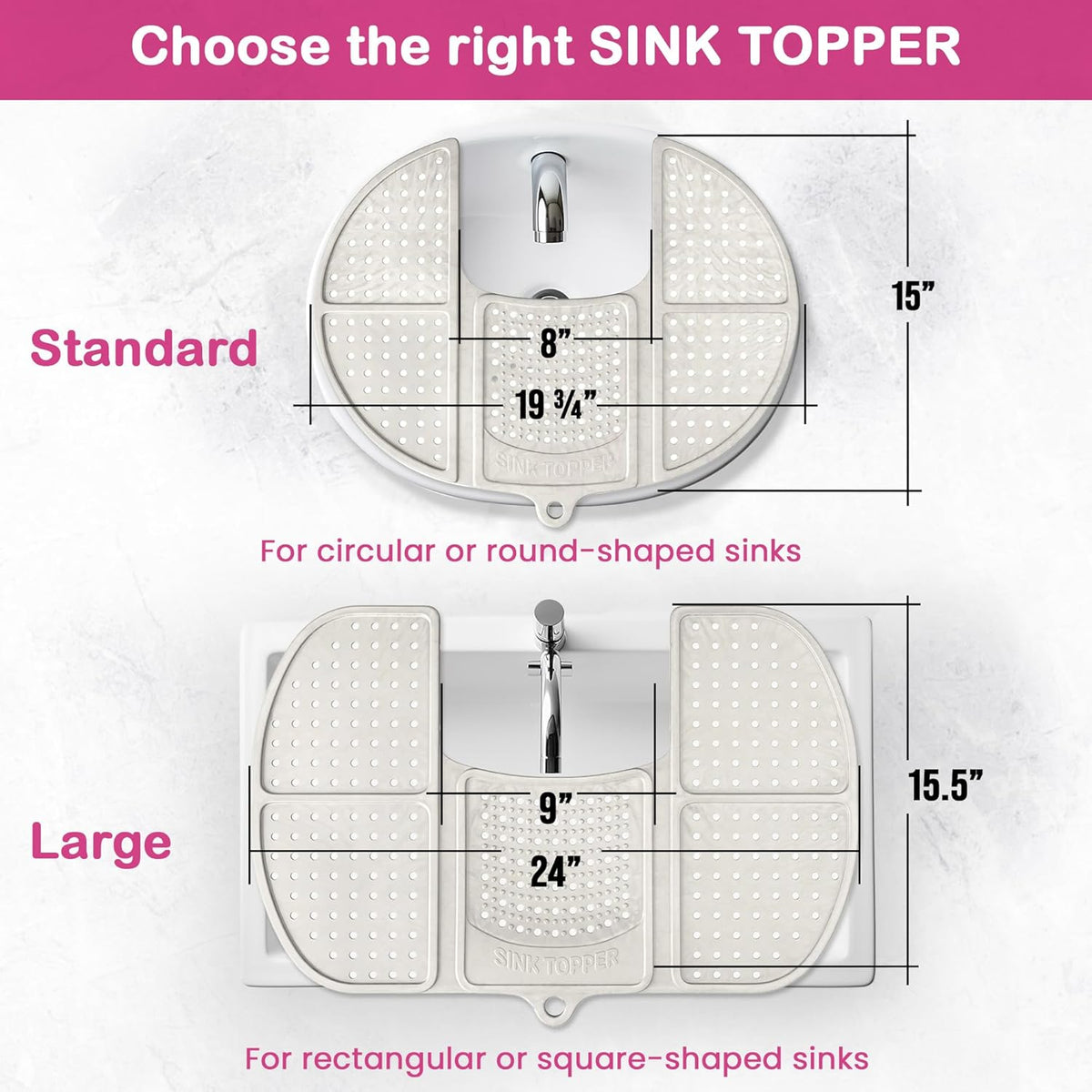 Sink Topper Bathroom Counter Cover & Storage Saver, Foldable Silicone Mat for Hot Tools, Hair Styling & Makeup, Beauty Brush Cleaning Mat, RV Camper Sink Cover & for Small Spaces (Large Lavender)