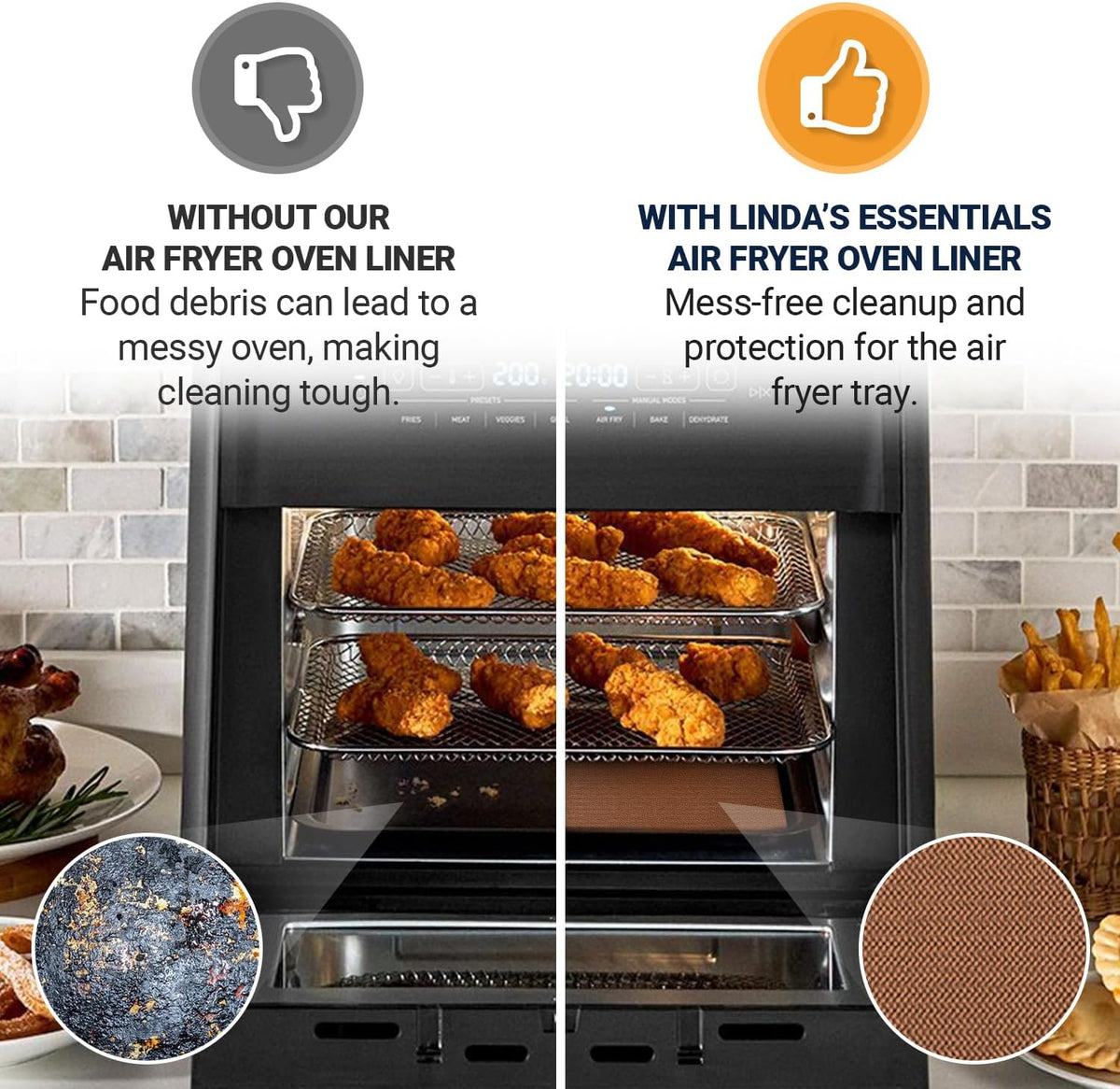 Toaster Oven Liners for Bottom of Oven (4 Pack) Reusable Non-Stick Heat Resistant Toaster Liners, Compatible with Ninja, Cuisinart, Emeril Lagasse & More, Toaster Mat, 12"x12" (Copper)