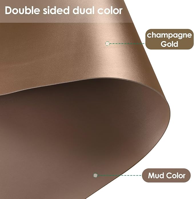 Leather Dresser Cover,1.8mm Thick,14x66 Inch,Dresser Protector Top,Dresser Top Protector,Dresser Cover Top,Dresser Top Cover,Dresser Cover Top for Bedroom.(Mud Color+Champagne Gold,14x66)