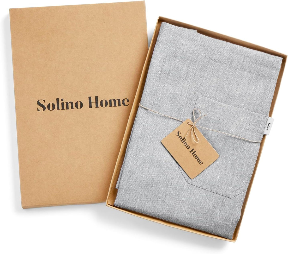 Solino Home Linen Bib Apron for Men & Women - Oyster Grey/Soft Grey Kitchen Apron with Front Pockets - Handcrafted from European Flax