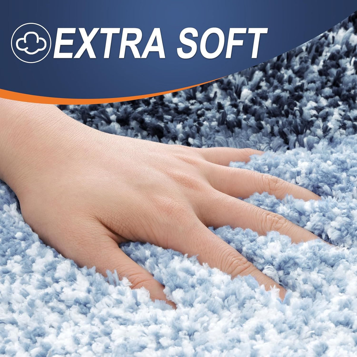 OLANLY Bathroom Rug Mat 44x24, Extra Soft and Absorbent Microfiber Bath Rug, Non-Slip Plush Shaggy Bath Carpet Runner, Machine Wash Dry, Bath Mats for Bathroom Floor, Tub and Shower, Navy Blue