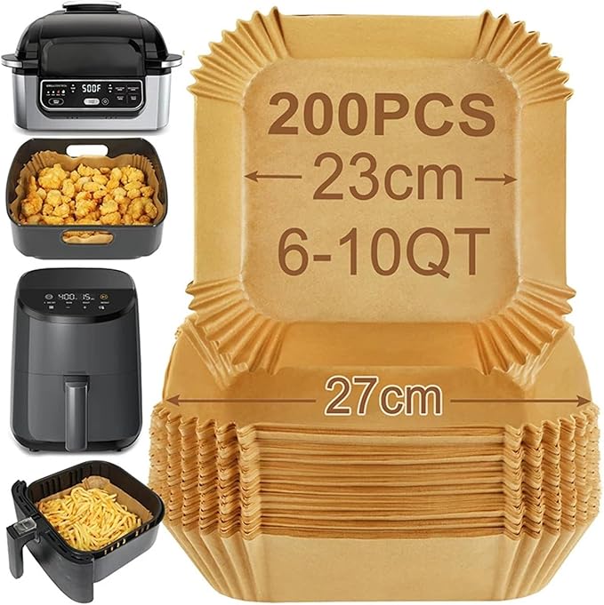 Large Air Fryer Disposable Paper Liners Nonstick 23cm Oven Airfryer Parchment Baking Paper ，Compatible For Ninja，Compatible For COSORI ，Grill Cooking Basket(20cm round,50PC)
