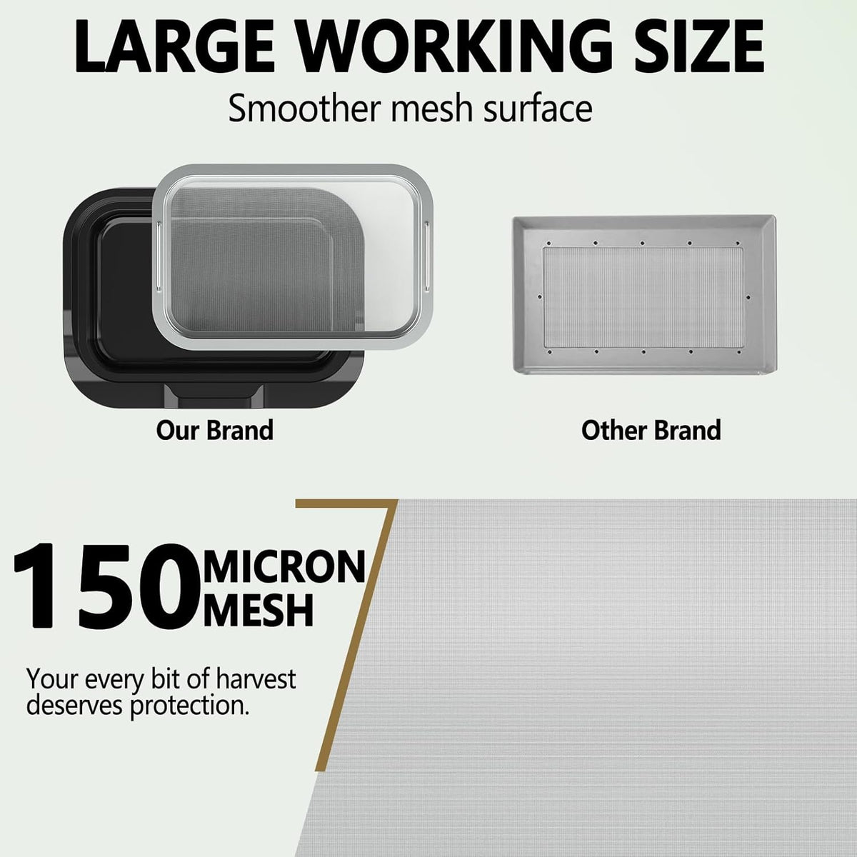 Trimming Tray with 150-Micron Replaceable Mesh – Ergonomic High-Wall Design with Static Brush for Fine Particle Sorting and a Clean, Organized Workspace