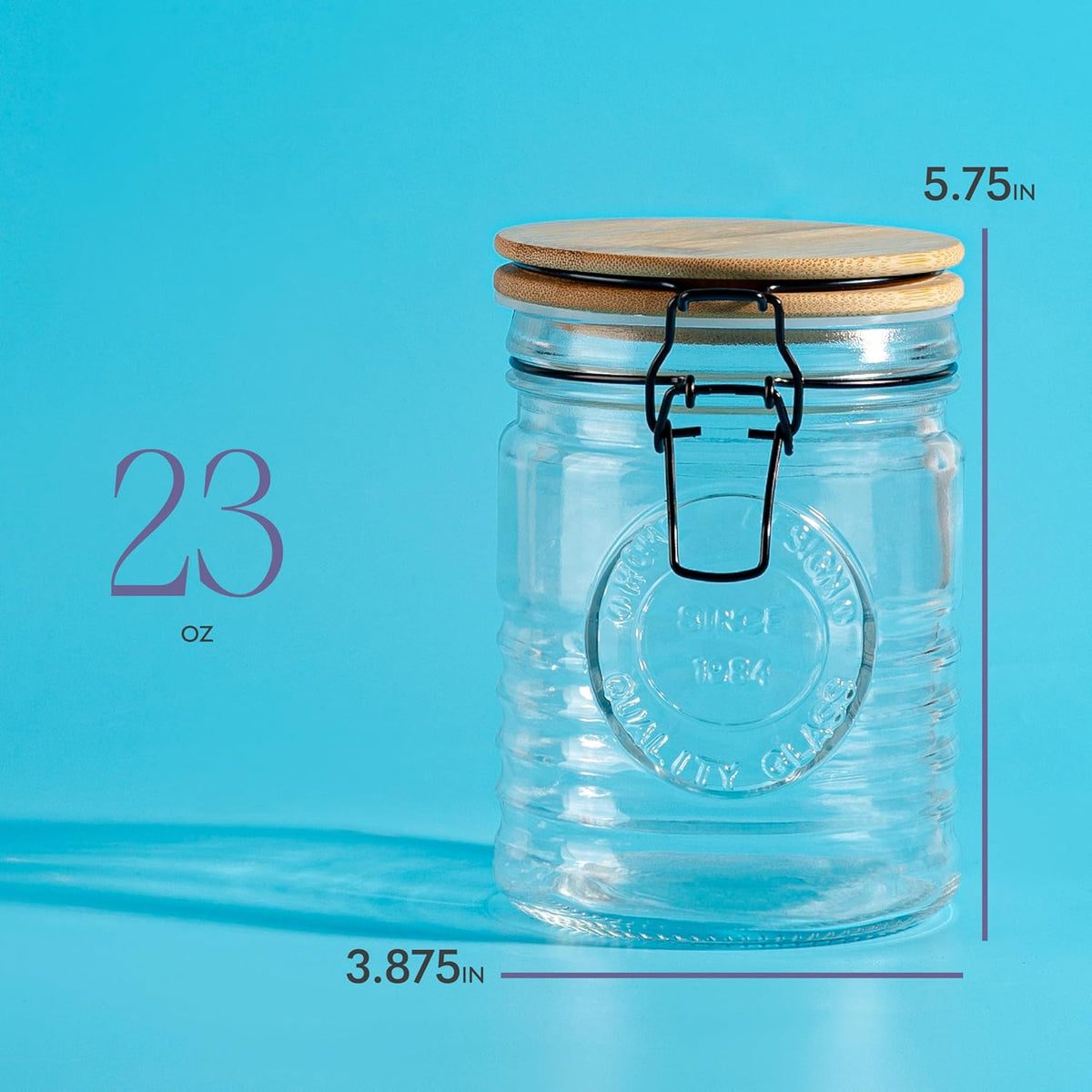 kitchentoolz Glass Storage Jars with Airtight Lids - Set of 3 Mason Storage Containers for Cereal, Coffee & Rice - 23 Ounce Pantry Organizing Canister Set