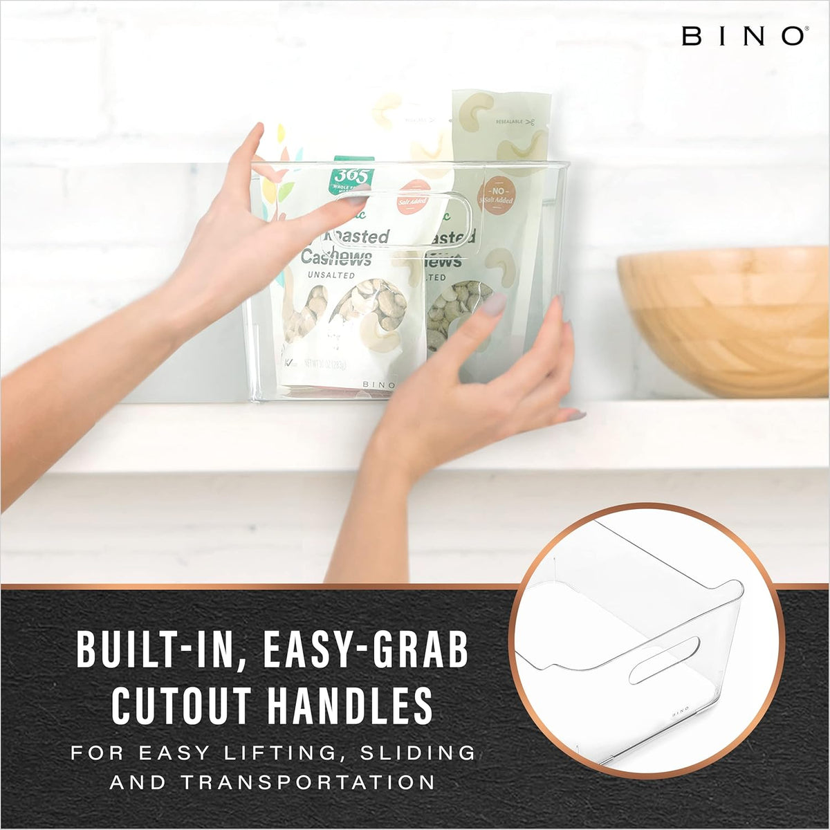 BINO | Plastic Storage Bins, X-Large - 2 Pack, Clear | THE SOHO COLLECTION | Pantry Organizers and Storage Containers Fridge Organizer Bins Kitchen Cabinet Organizer Medicine Cabinet Organizer Bin