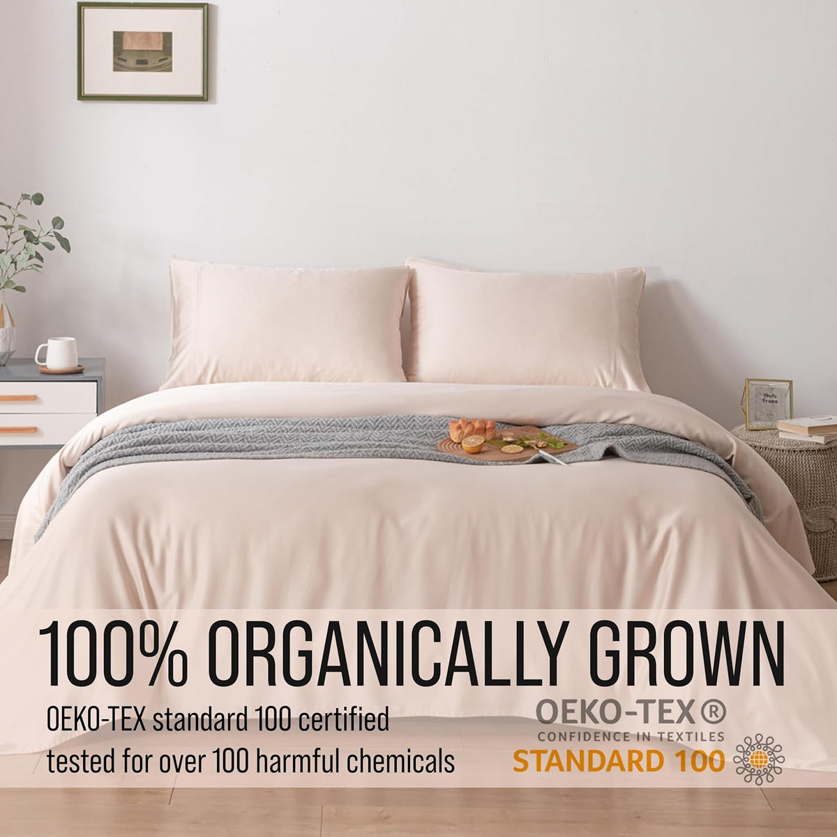 Bella Coterie Luxury Bamboo Viscose Queen Size Sheet Set | 100% Organically Grown | Ultra Soft | Cooling for Hot Sleepers | 18" Deep Pocket [Champagne]