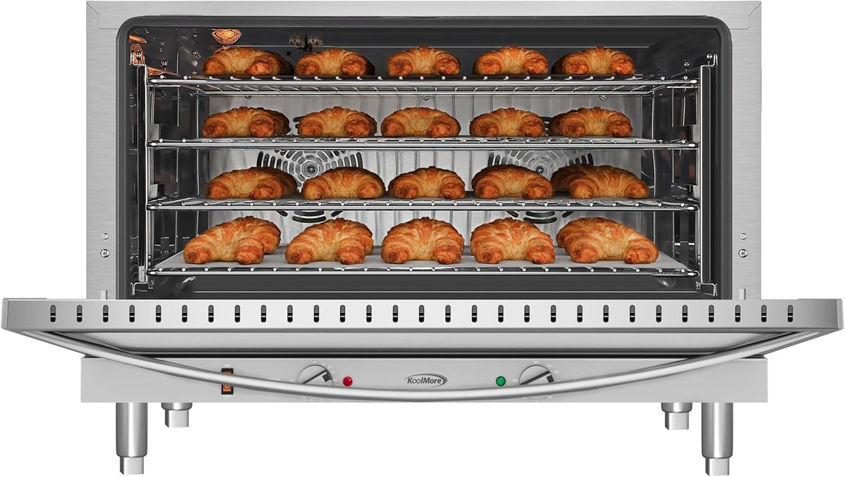 KoolMore 32 in. Commercial Countertop Convection Oven, Holds Full Size Pans, 4 Racks and 3500W of Power, 240V in Stainless-Steel, ETL Listed for Safety and Sanitation (KM-CTCO-44)