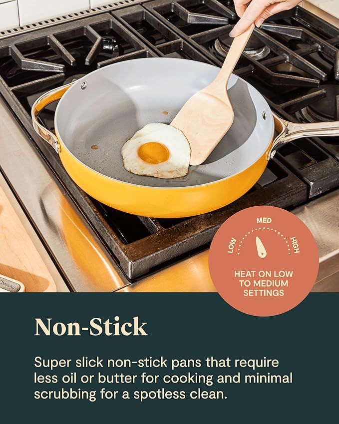 Caraway Deluxe Non-stick Ceramic Cookware Set (16 Piece) Pots, Frying Pans, Lids and Kitchen Storage - PFAS & PFOA Free - Oven Safe Pan Set & Compatible with All Stovetops - Black