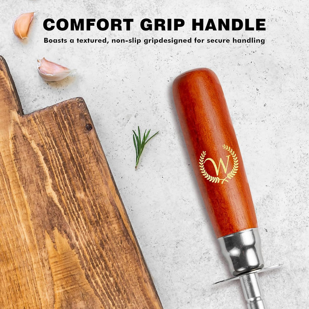 Knife Sharpener Rod, Kitchen Knives Sharpener Carbon Steel Professional Knife Sharpening Steel, Honing Rod with Hanging Holes (13 inches), W