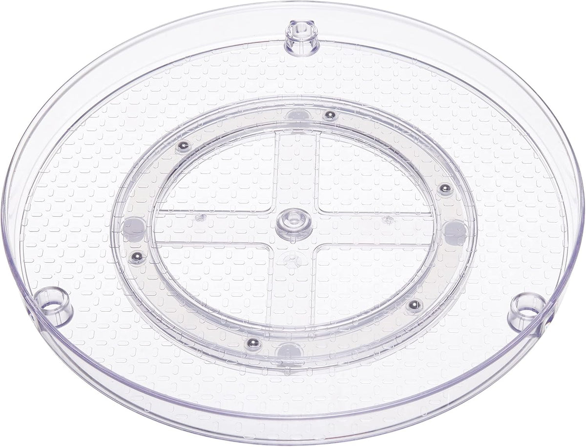 Amazon Basics 2 Tier Lazy Susan Turntable Organizer, 12" Diameter, Clear