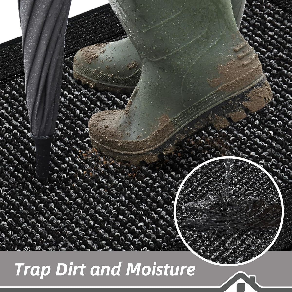 BEQHAUSE Indoor Door Mat 20" x 32", Dirt Trapper Door Mats Non-Slip Entryway Rugs Washable, Resist Dirt Absorbent Welcome Mat, Low Profile Floor Mats for Front Back Door and Entryway, Black