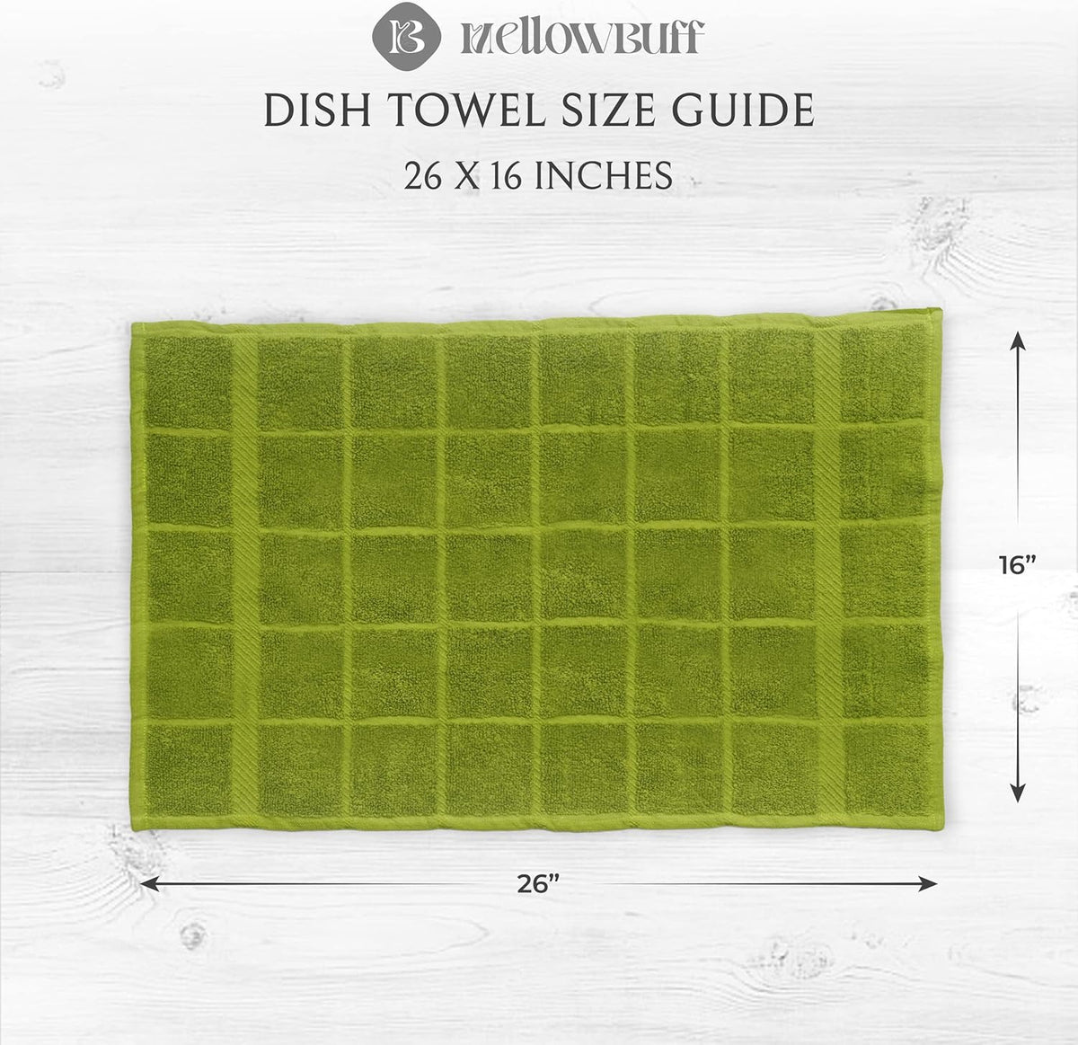 100% Cotton Terry Dish Towels, 4 Pack Plain, 16 x26 Inches, Super Soft and Absorbent Kitchen Towels, Perfect for Kitchen Cleaning and Dish Washing | Green