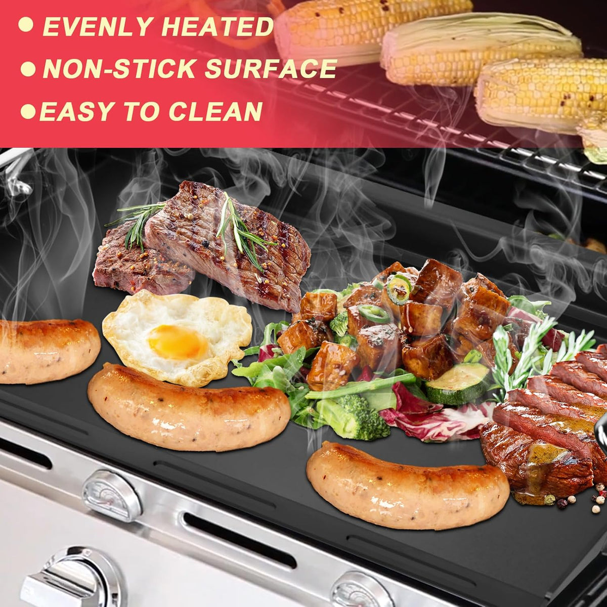 Full-Size Griddle Inserts for Charbroil Performance 2 Burner 463251414 463660421 463630422 463655621, Flat Top Griddle for Char-Broil 463343015 463622514 463631410 463251414 G460-0500-W1 G430-0016-W1