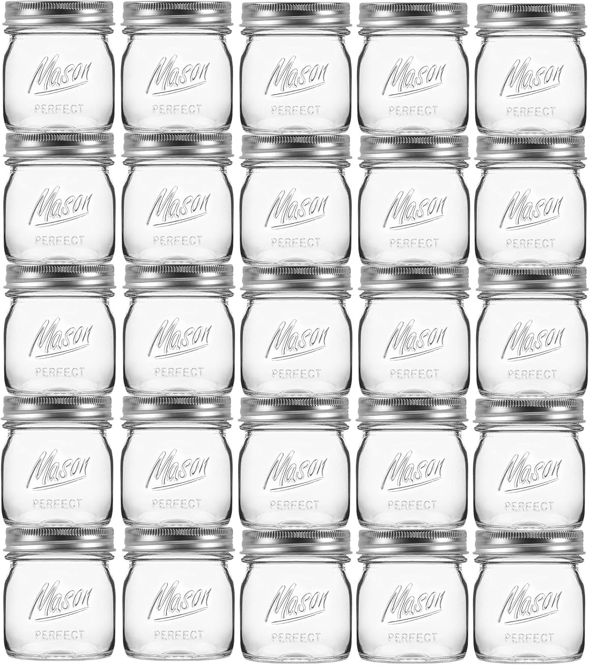 24 Pack 8 oz Mason Jars with Regular Lids - Mini Glass Clear Mason Jars, Small Half Pint Canning Jars with Airtight Lids for Jam, Honey, Baby Foods, Overnight Oats, Party Favors