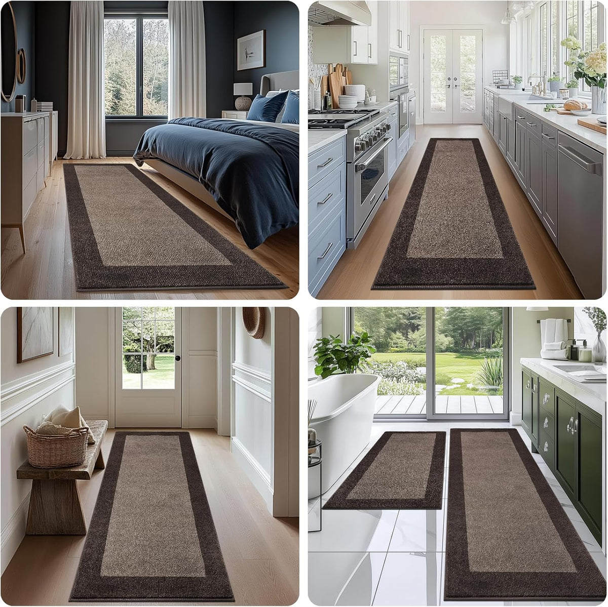 Machine Washable Runner Rug 32" x 120", Non Slip Kitchen Mat for Floor, Absorbent Entryway Rug for Kitchen, Bedroom, Living Room, Hallway, Door (Roll Packing)