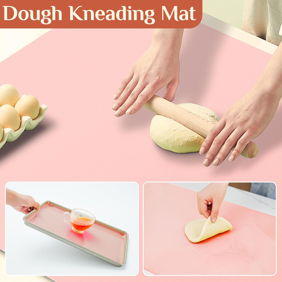 Silicone Baking Mat, 16 IN x 10 FT Free Cutting Baking Sheet, Non-Stick Reusable Dough & Pastry Mat, Non-Slip Silicone Mat Roll for Air Fryer Liner, Freeze Dryer, Oven Baking Pan, Kitchen Counter