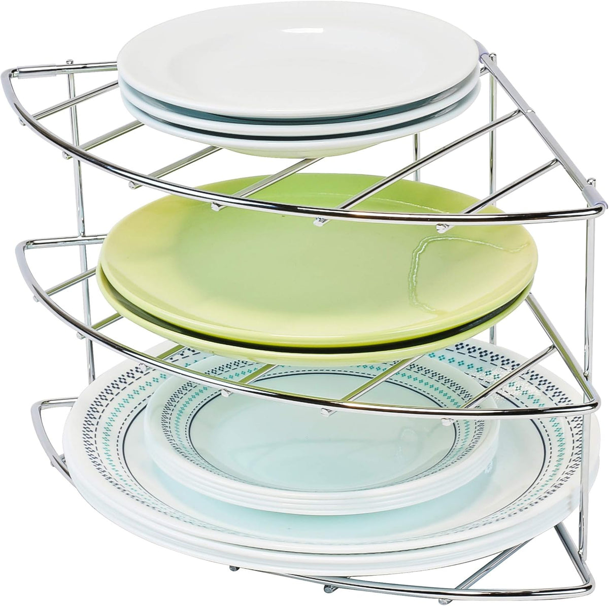 Deco Brothers 3-Tier Counter and Cabinet Corner Shelf Organizer, Chrome