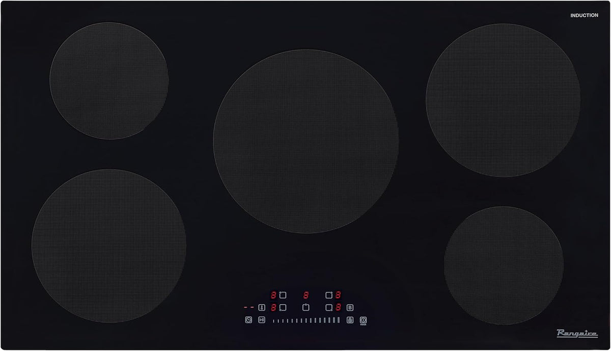 RCI361S 36" Induction Cooktop, 10900W, 5 Burners, Built-in Stove Top, Booster & Timer, 9 Power Levels, Slide Touch Control, Child Safety Lock, 240V Hard Wire, Ceramic Surface