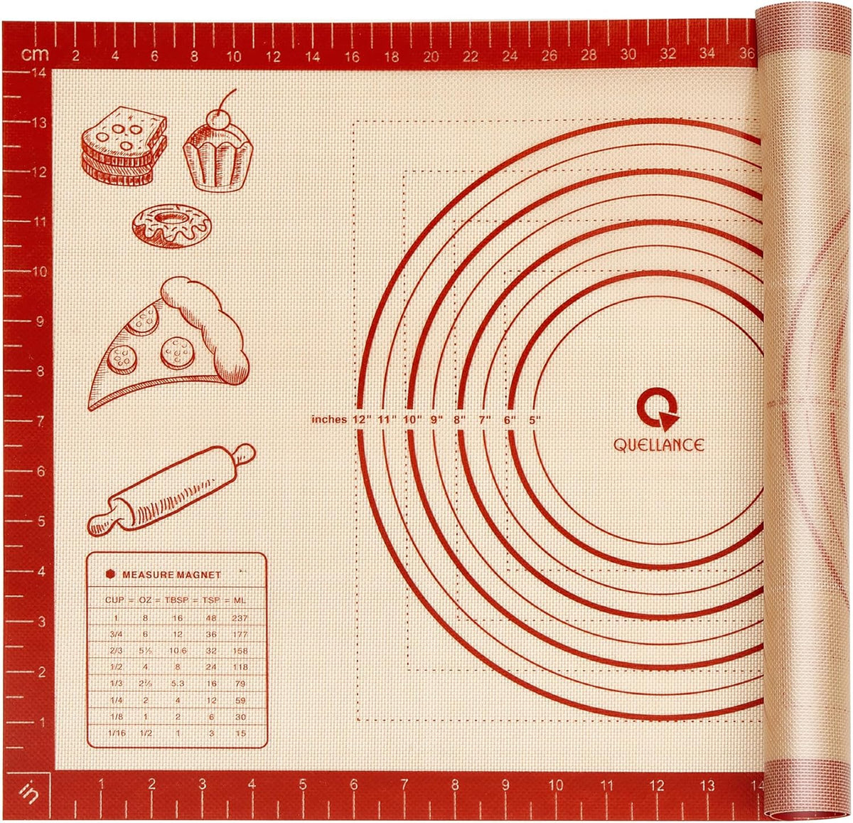 Silicone Baking Pastry Dough Mat - 26x16Inch Extra Large Cookie Bread Rolling Mats Sheet, Nonstick Kitchen Counter Kneading Board, Thick Reusable Pie Cookies Pizza Fondant Making Matt with Measurement