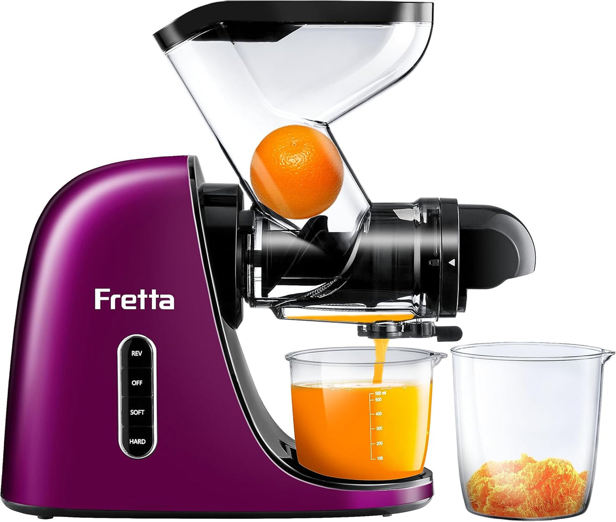 Cold Press Juicer, Masticating Slow Juicer, High Juice Yield Juicer Machines for Fruit & Vegetable, Nutrient and Vitamin Dense,BPA-Free, Easy to Clean(Purple)