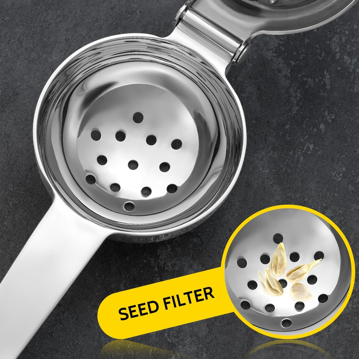 Lemon Squeezer, Sopito Lemon Juicer Stainless Steel Lime Squeezer Heavy Duty with Large Metal Lemon Juicer Squeezer Bowl for Seedless Juicing, Non-Slip Grip Design Lemon Squeezer Manual