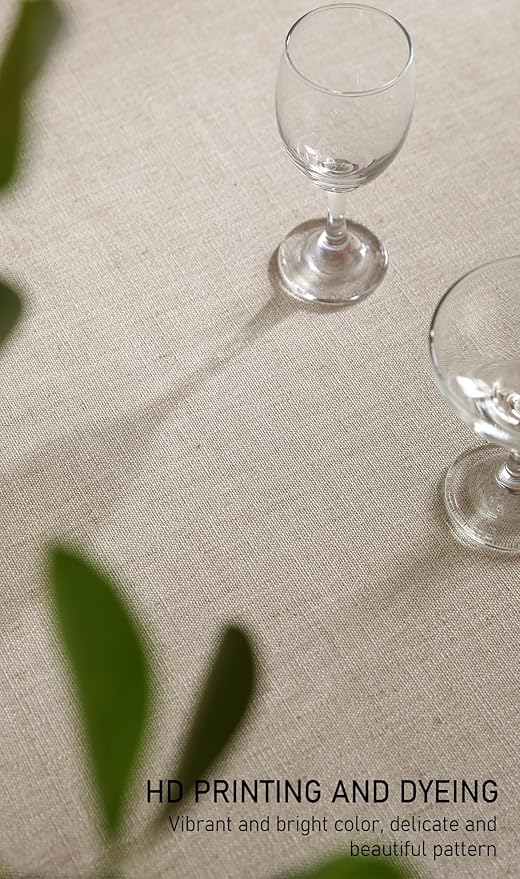 ISAENNE Designer Christmas Linen Small Rectangular Tablecloth,Light Beige Western Elegant Table Cloth,Wrinkle Resistant Decor Tablecloths for Dining Thanksgiving Kitchen Christmas,55"*71"-Carol G