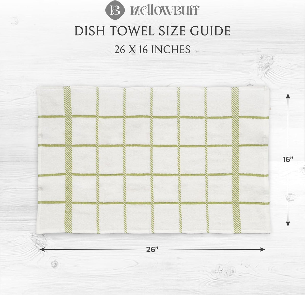 100% Cotton Terry Dish Towels, 4 pack16 x26 Inches, Super Soft and Absorbent Kitchen Towels, Perfect for Kitchen Cleaning and Dish Washing | Green