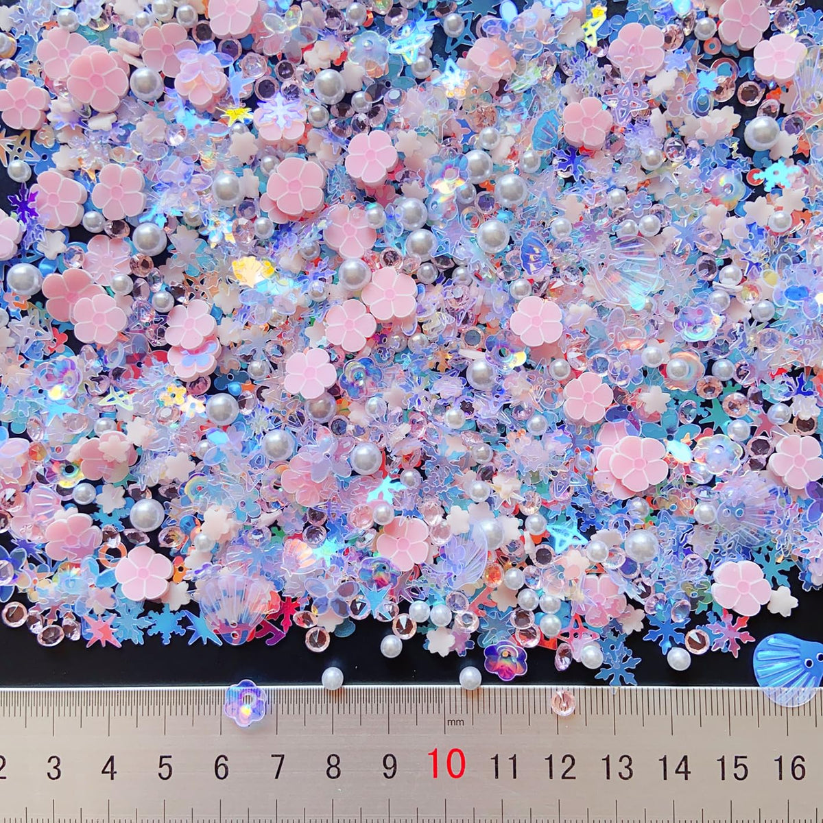 Sequins Holographic Polymer Clay Slices Nail Glitter 3D Holographic Snowflake Shell Butterfly Plum Blossom Nail Sequins Slices Polymer Clay Nail Decals for DIY Nail Decoration (Pink-54)