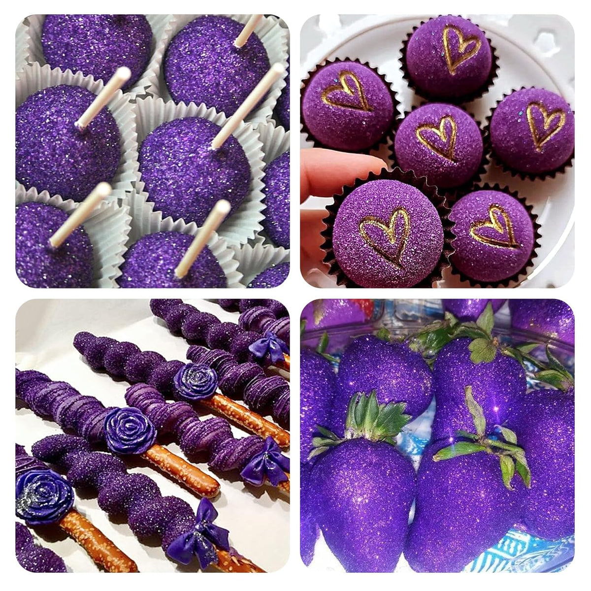 Purple Edible Glitter Spray - 10g Edible Purple Glitter for Cakes Food Grade Metallic Shimmer Powder Cake Sprinkles for Cookie Decorating Chocolate Strawberry