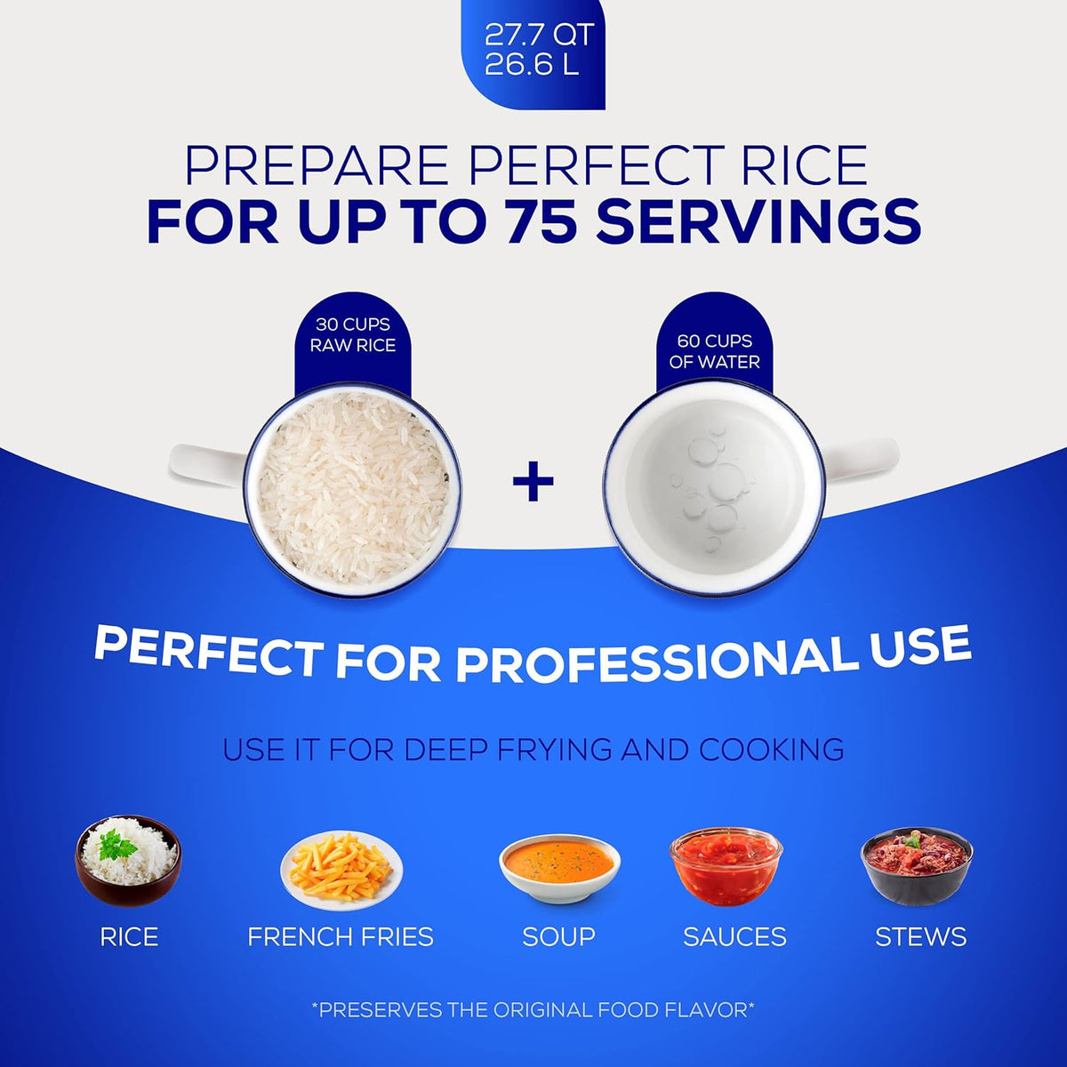 Universal (Professional Extra Large) Caldero 75 Cups - 27.7 QT / 26.6 L, Stainless Aluminum Pot, Even Heat Distribution and Fast Cooking Dutch Oven Pot with Ergonomic Handles, Ideal for Rice, and More