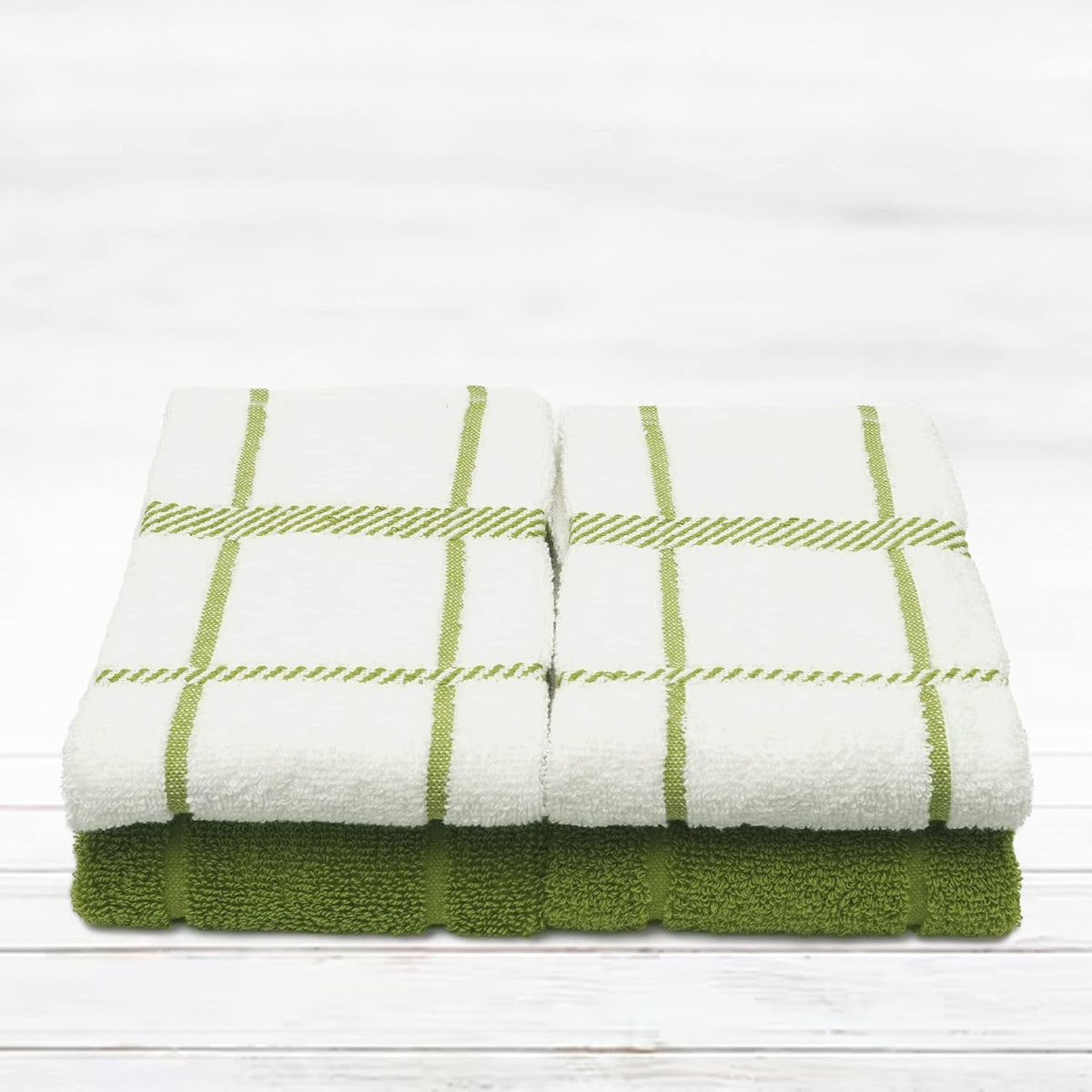 100% Cotton Terry Dish Towels, 4 pack16 x26 Inches, Super Soft and Absorbent Kitchen Towels, Perfect for Kitchen Cleaning and Dish Washing | Green