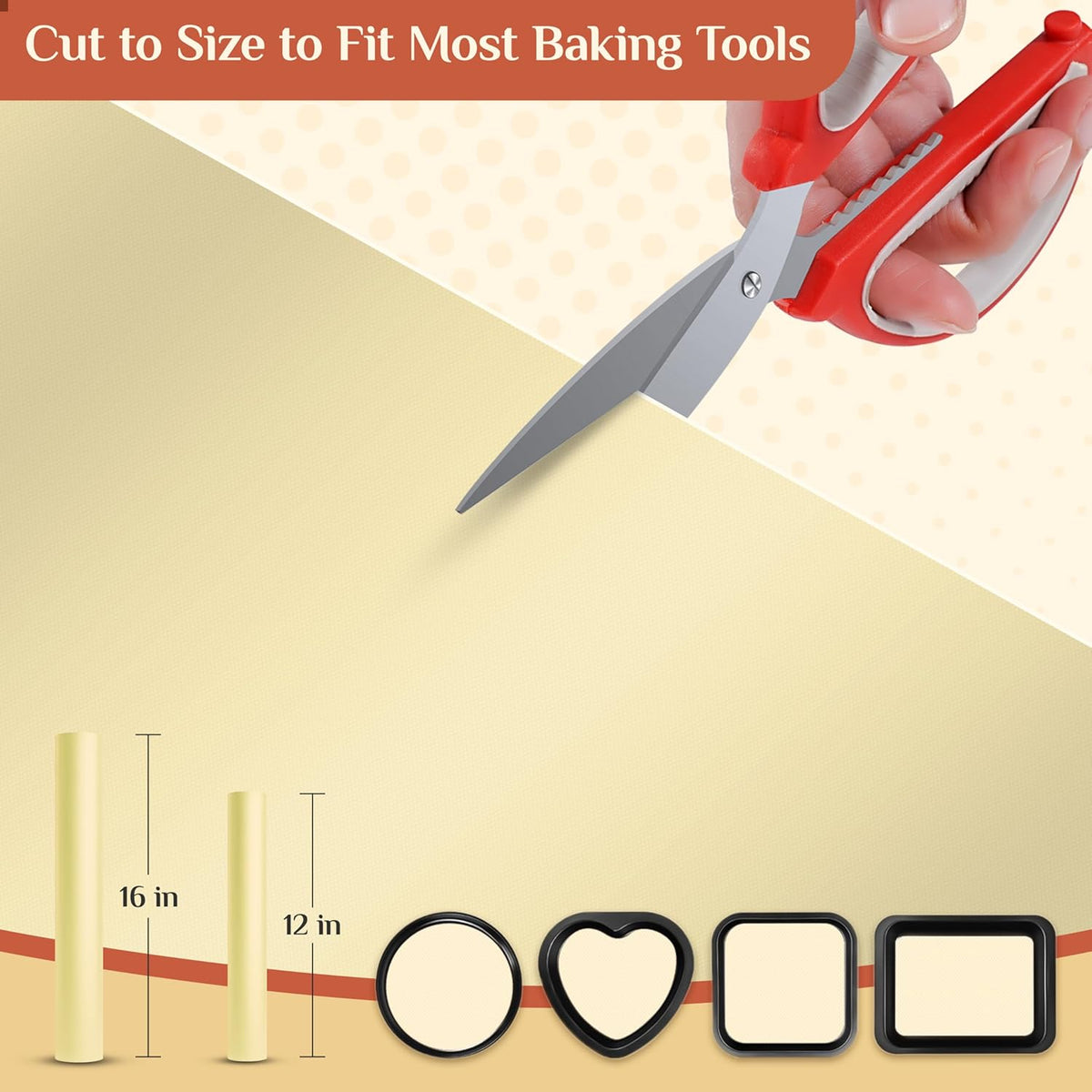 Silicone Baking Mat, 16 IN x 10 FT Free Cutting Baking Sheet,Non-Stick Reusable Dough & Pastry Mat,Non-Slip Silicone Mat Roll for Air Fryer Liner,Freeze Dryer,Oven Baking Pan,Kitchen Counter