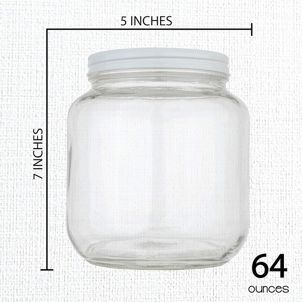kitchentoolz Half Gallon Mason Jar Wide Mouth with Airtight Metal Lid - Safe for Fermenting Kombucha Kefir - Curing Pickling, Storing and Canning - BPA-Free Dishwasher Safe (White Lid, 4)