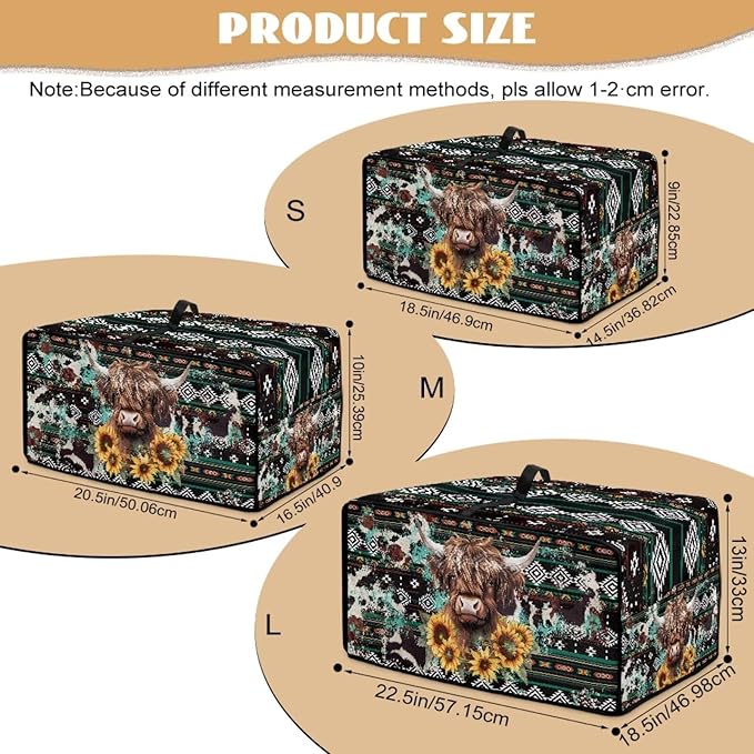 Toaster Oven Dust Cover Washable Fabric Convection Oven Cover Protector Compatible with Various Small Kitchen Appliances, M, Aztec Highland Cow Sunflower