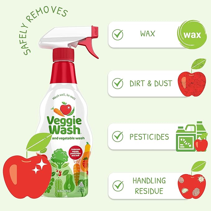 Veggie Wash Fruit & Vegetable Wash, Produce Wash and Cleaner Bundle Pack - 16 oz. Spray and 1 Gallon Refill, Packaging May Vary