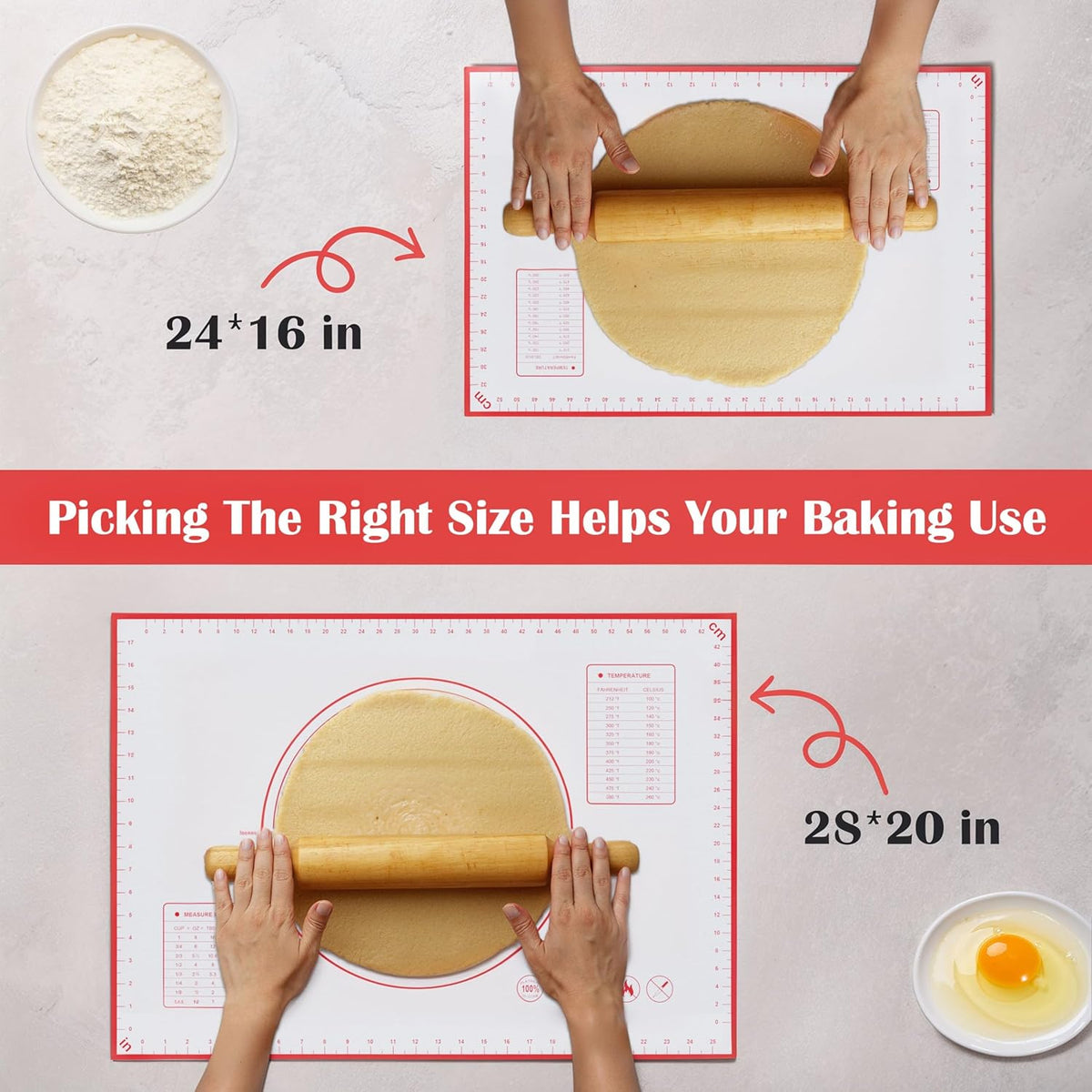BlueBark 2 PCS - 32"L x 24"W Non-stick Silicone Baking Mat for Pastry & Dough, Sourdough Bread Making Tools, Kitchen Counter, Cooking Enthusiasts