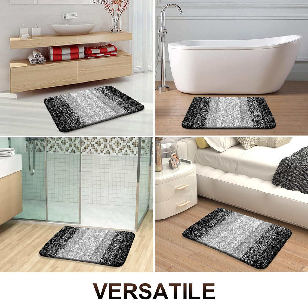 OLANLY Bathroom Rugs Mat 36x24, Extra Soft Absorbent Microfiber Bath Rugs, Rubber Backing, Quick Dry, Machine Washable Bath Mats for Bathroom Floor, Tub and Shower, Home Decor Accessories, Black