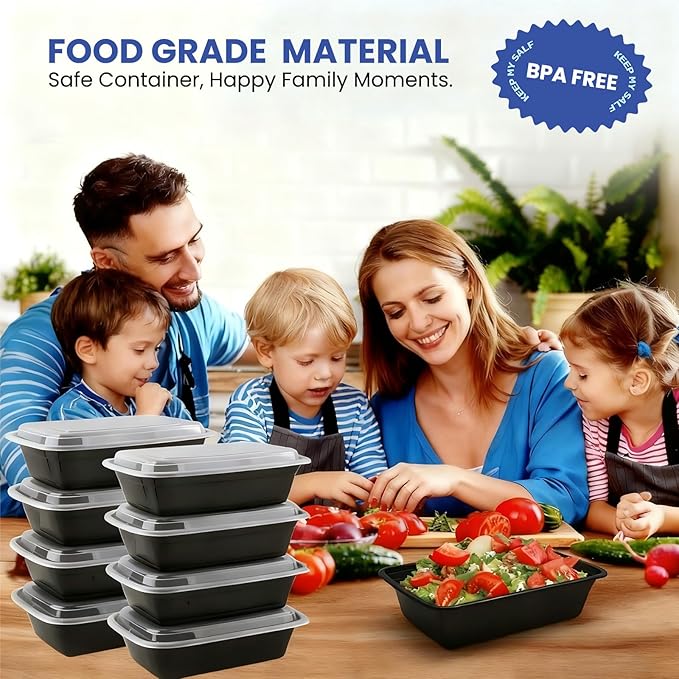 50 Pack 32 oz Meal Prep Containers Reusable BPA Free, Plastic Food Storage Containers with Lids, Leakproof Airtight To-Go Food Containers, Microwave & Freezer Safe