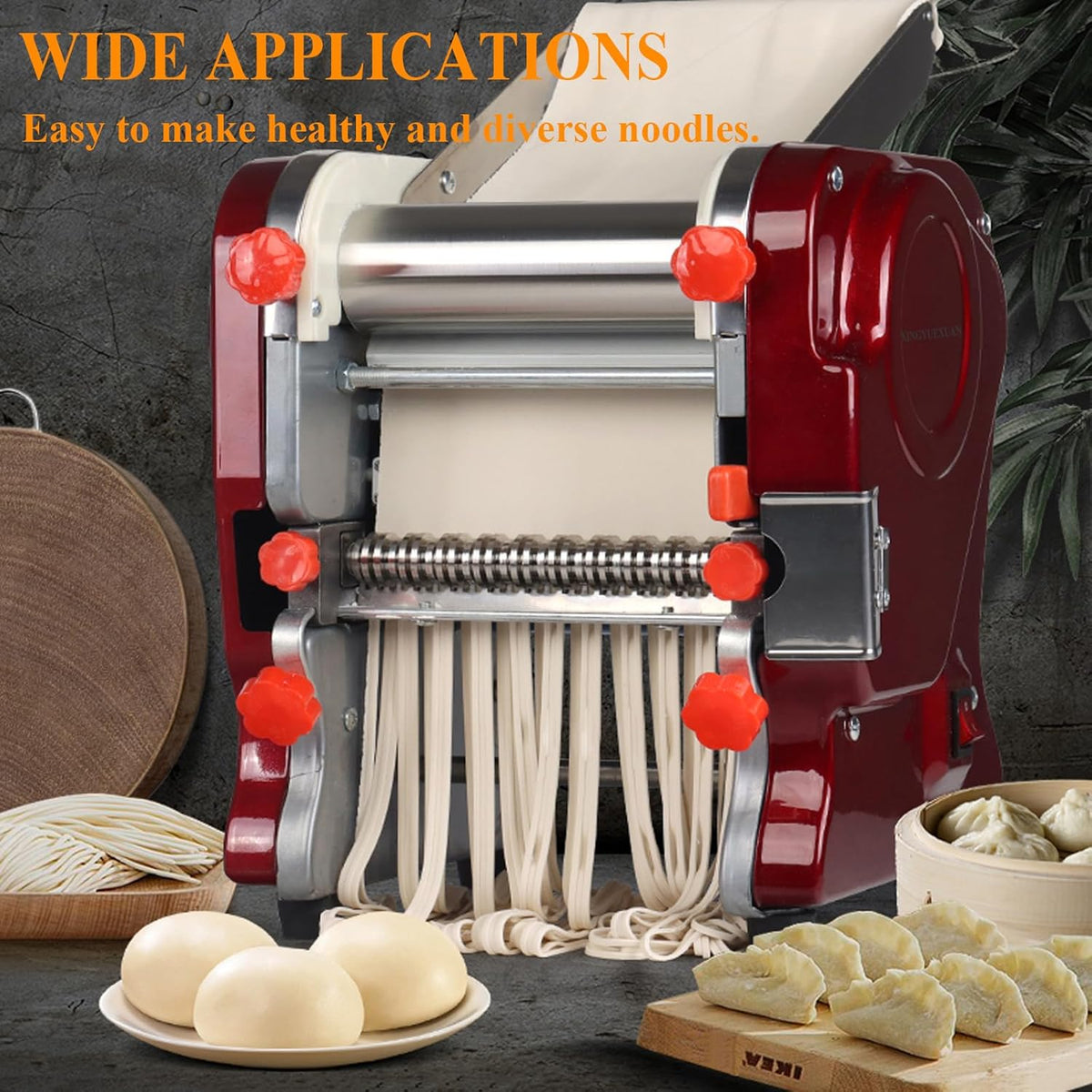 XINGYUEXUAN Electric Pasta Making Machine Commercial Noodle Spaghetti Maker Dough Roller with 2mm/6mm Cutter