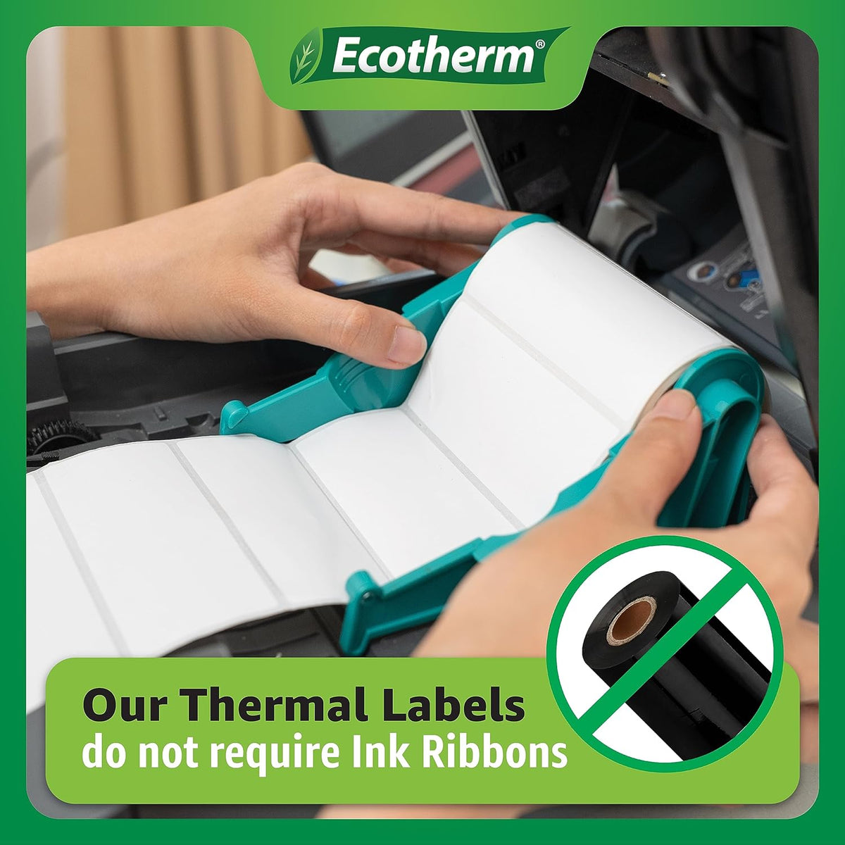 2.25" x .5" Thermal Labels | 4 Rolls | 13840 Labels | fits Zebra, Munbyn, Rollo, Godex, Arkscan, iDPRT, Offnova Thermal Label Printers and More | Blank White Adhesive Stickers by Ecotherm