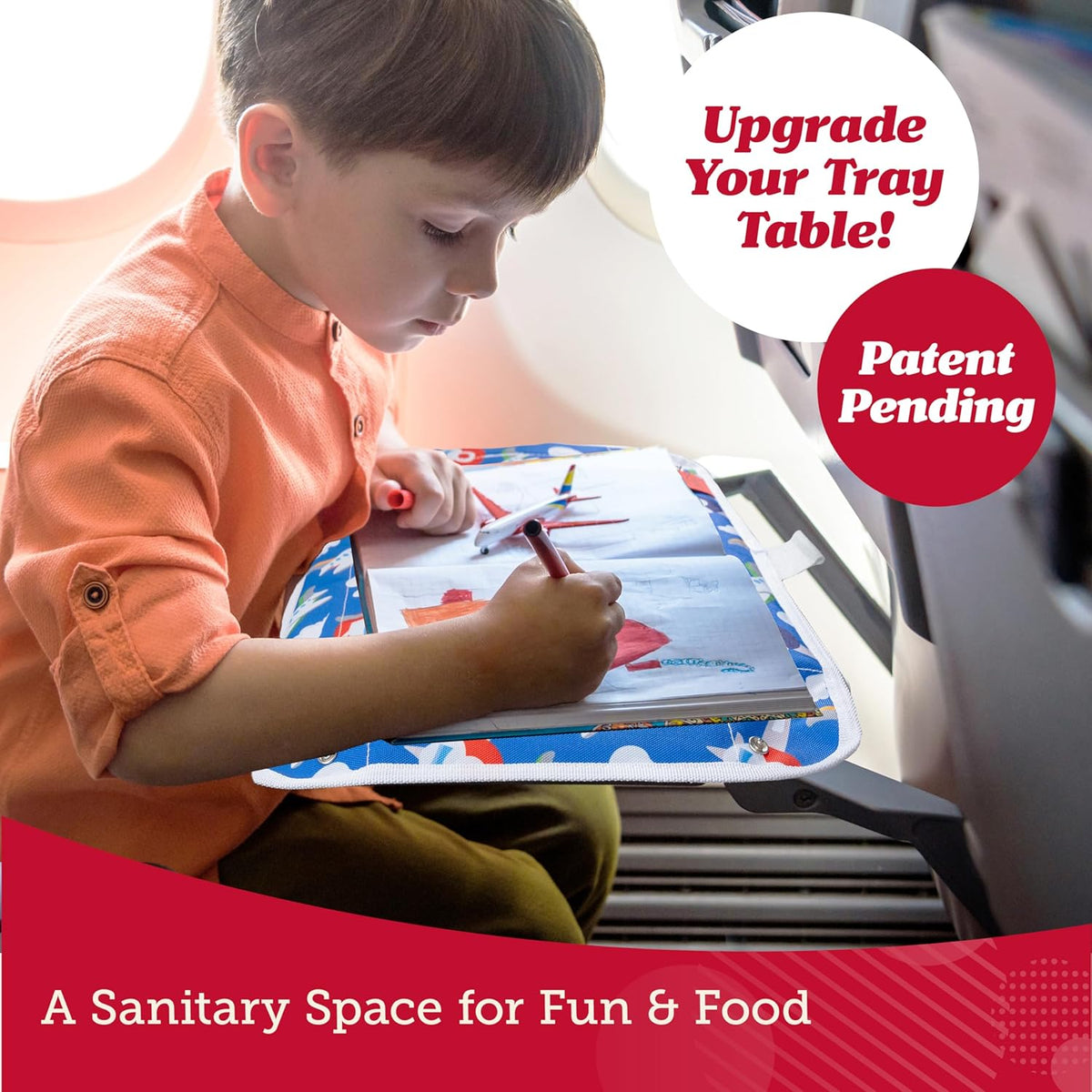 Lusso Gear Kids Airplane Tray Table Cover with Pockets - Mermaids Pattern - Airplane Travel Essentials for Kids & Toddlers - Organizer, Snack & Tablet Holder