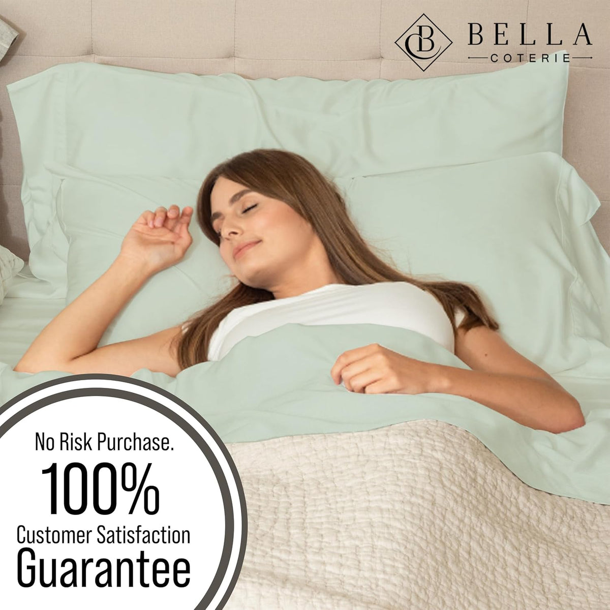 Bella Coterie Luxury Bamboo Viscose Twin Size Sheet Set | 100% Organically Grown | Ultra Soft | Cooling for Hot Sleepers | 18" Deep Pocket [Sea Glass]