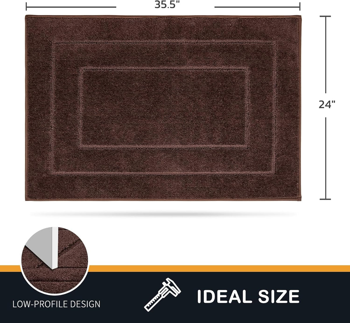PURRUGS Dirt Trapping Door Mat 24" x 35.5", Non-Slip/Skid Machine Washable Entryway Rug, Dog Doormat, Super Absorbent Welcome Mat for Muddy Wet Shoes and Paws, Brown